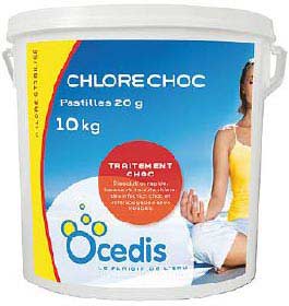 Chlore Choc pastilles 20g<br>Seau 10kg