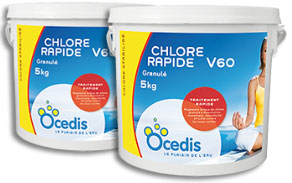 Chlore Rapide V60 granulé<br>Pack 2 x 5kg
