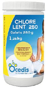 Chlore Lent piscine bloc 250<br>OCEDIS ® Pot 1.250kg