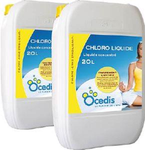 Chlore liquide piscine<br>Pack 2 x 20L